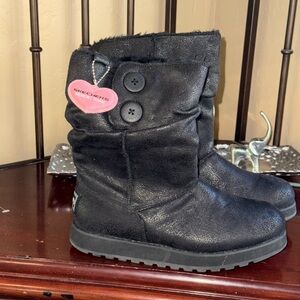 Skechers Kids Black Button Boots